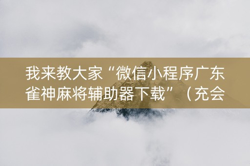 我来教大家“微信小程序广东雀神麻将辅助器下载”（充会员胜率高)