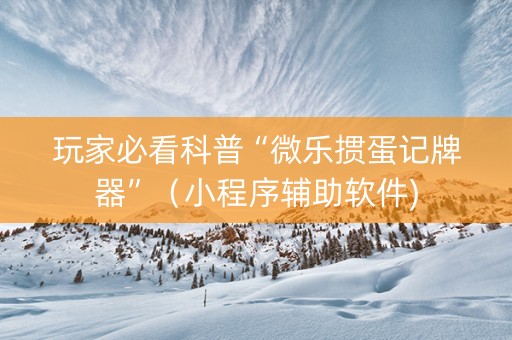 玩家必看科普“微乐掼蛋记牌器”（小程序辅助软件)