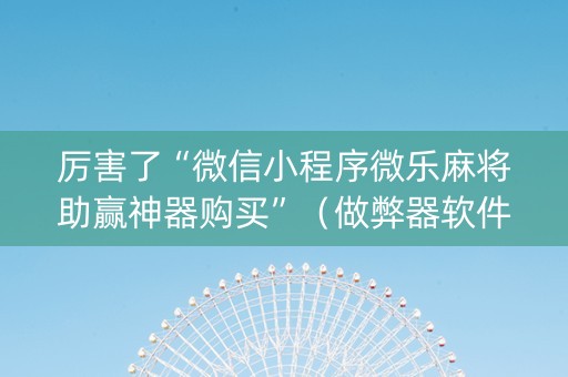厉害了“微信小程序微乐麻将助赢神器购买”（做弊器软件下载)