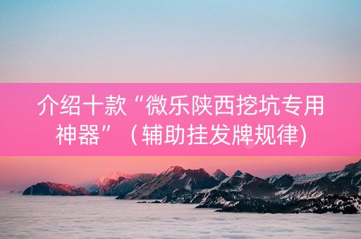 介绍十款“微乐陕西挖坑专用神器”（辅助挂发牌规律)
