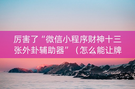 厉害了“微信小程序财神十三张外卦辅助器”（怎么能让牌好一点)