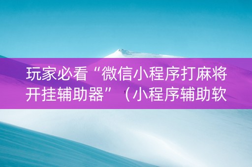 玩家必看“微信小程序打麻将开挂辅助器”（小程序辅助软件)