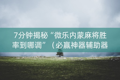 7分钟揭秘“微乐内蒙麻将胜率到哪调”（必赢神器辅助器)