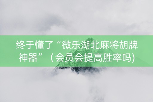 终于懂了“微乐湖北麻将胡牌神器”（会员会提高胜率吗)
