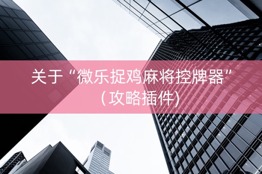 关于“微乐捉鸡麻将控牌器”（攻略插件)