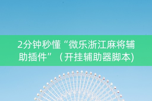 2分钟秒懂“微乐浙江麻将辅助插件”（开挂辅助器脚本)