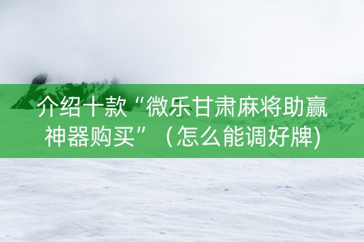 介绍十款“微乐甘肃麻将助赢神器购买”（怎么能调好牌)