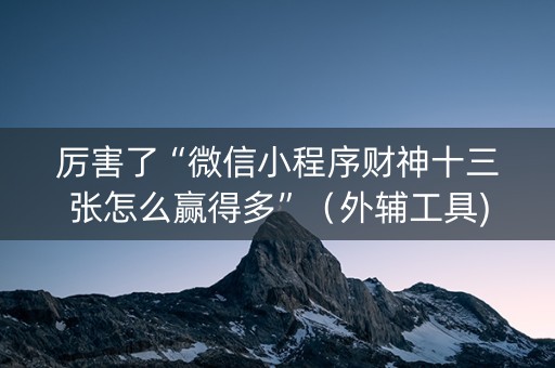 厉害了“微信小程序财神十三张怎么赢得多”（外辅工具)