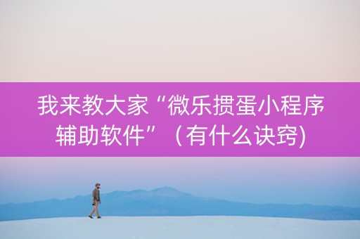 我来教大家“微乐掼蛋小程序辅助软件”（有什么诀窍)