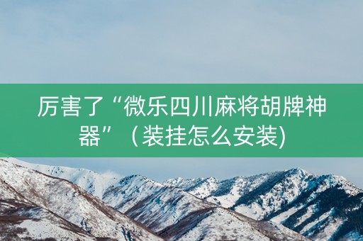 厉害了“微乐四川麻将胡牌神器”（装挂怎么安装)