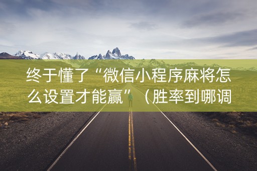 终于懂了“微信小程序麻将怎么设置才能赢”（胜率到哪调)
