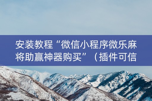 安装教程“微信小程序微乐麻将助赢神器购买”（插件可信吗)