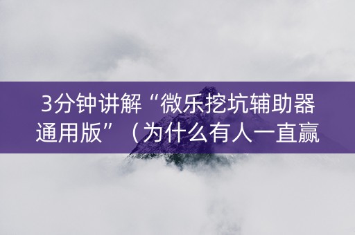 3分钟讲解“微乐挖坑辅助器通用版”（为什么有人一直赢)