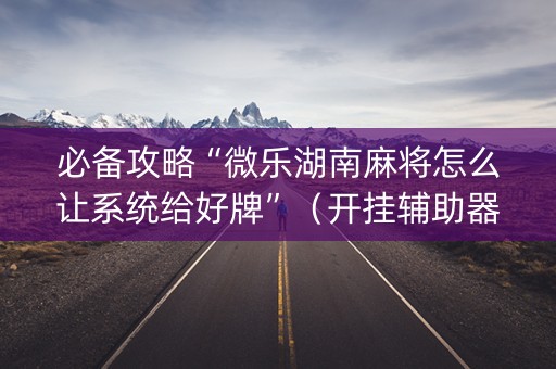必备攻略“微乐湖南麻将怎么让系统给好牌”（开挂辅助器脚本)