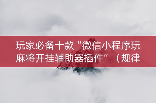 玩家必备十款“微信小程序玩麻将开挂辅助器插件”（规律确实有挂)