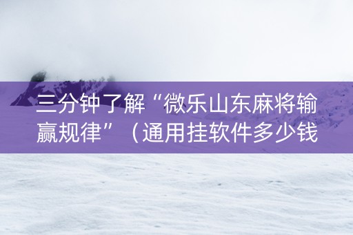 三分钟了解“微乐山东麻将输赢规律”（通用挂软件多少钱)