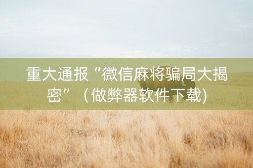 重大通报“微信麻将骗局大揭密”（做弊器软件下载)