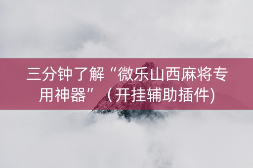 三分钟了解“微乐山西麻将专用神器”（开挂辅助插件)