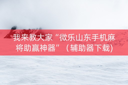 我来教大家“微乐山东手机麻将助赢神器”（辅助器下载)
