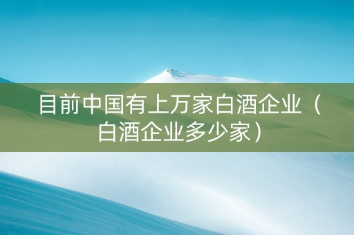 目前中国有上万家白酒企业（白酒企业多少家）