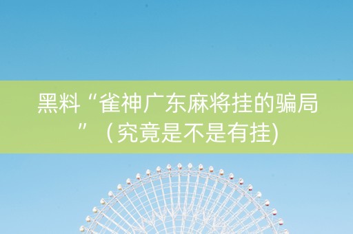 黑料“雀神广东麻将挂的骗局”（究竟是不是有挂)