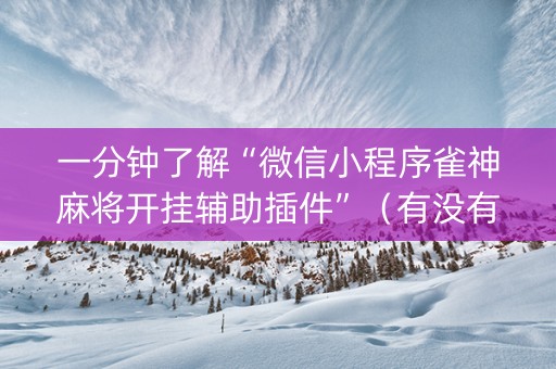 一分钟了解“微信小程序雀神麻将开挂辅助插件”（有没有猫腻)