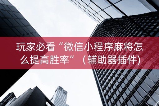 玩家必看“微信小程序麻将怎么提高胜率”（辅助器插件)