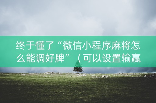 终于懂了“微信小程序麻将怎么能调好牌”（可以设置输赢吗)