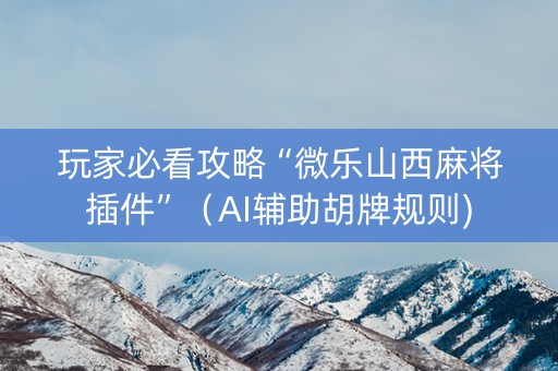 玩家必看攻略“微乐山西麻将插件”（AI辅助胡牌规则)