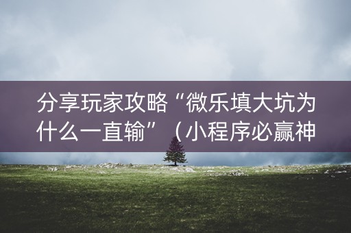 分享玩家攻略“微乐填大坑为什么一直输”（小程序必赢神器)