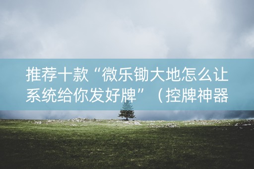 推荐十款“微乐锄大地怎么让系统给你发好牌”（控牌神器)