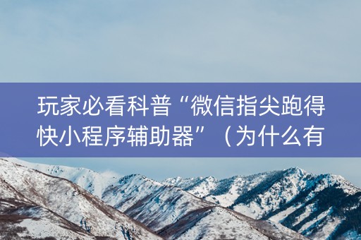 玩家必看科普“微信指尖跑得快小程序辅助器”（为什么有人一直赢)