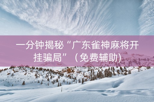 一分钟揭秘“广东雀神麻将开挂骗局”（免费辅助)