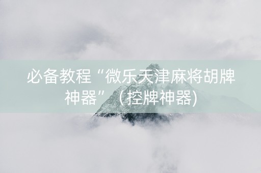 必备教程“微乐天津麻将胡牌神器”（控牌神器)