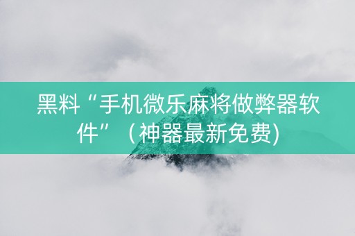 黑料“手机微乐麻将做弊器软件”（神器最新免费)