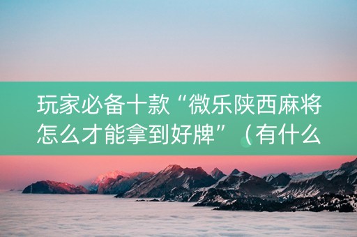玩家必备十款“微乐陕西麻将怎么才能拿到好牌”（有什么诀窍)