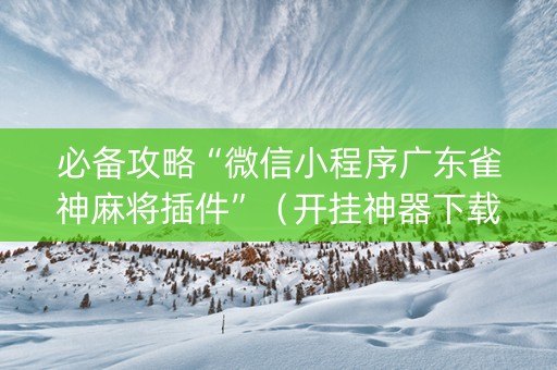必备攻略“微信小程序广东雀神麻将插件”（开挂神器下载)