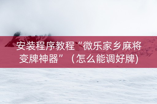 安装程序教程“微乐家乡麻将变牌神器”（怎么能调好牌)