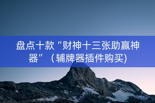 盘点十款“财神十三张助赢神器”（辅牌器插件购买)