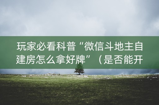 玩家必看科普“微信斗地主自建房怎么拿好牌”（是否能开挂)