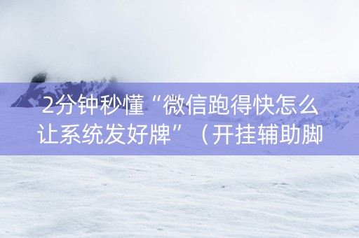 2分钟秒懂“微信跑得快怎么让系统发好牌”（开挂辅助脚本)