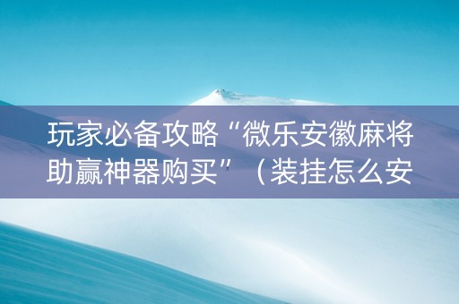 玩家必备攻略“微乐安徽麻将助赢神器购买”（装挂怎么安装)