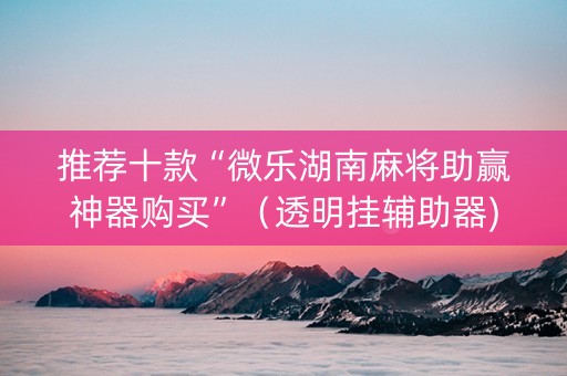 推荐十款“微乐湖南麻将助赢神器购买”（透明挂辅助器)
