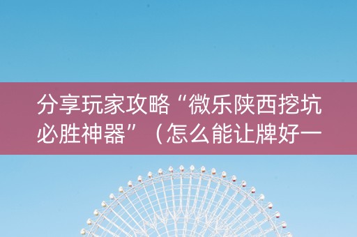 分享玩家攻略“微乐陕西挖坑必胜神器”（怎么能让牌好一点)