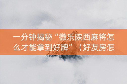 一分钟揭秘“微乐陕西麻将怎么才能拿到好牌”（好友房怎么才能赢)