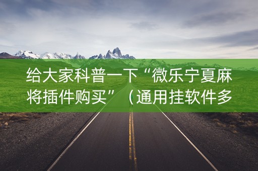 给大家科普一下“微乐宁夏麻将插件购买”（通用挂软件多少钱)