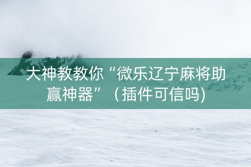 大神教教你“微乐辽宁麻将助赢神器”（插件可信吗)