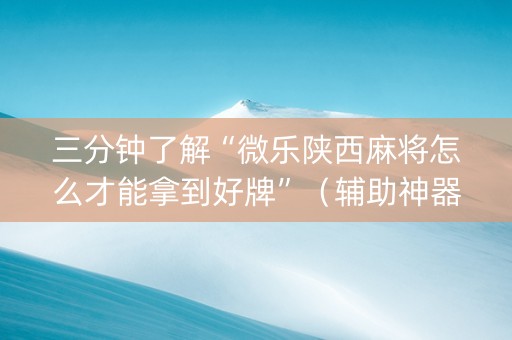 三分钟了解“微乐陕西麻将怎么才能拿到好牌”（辅助神器免费)