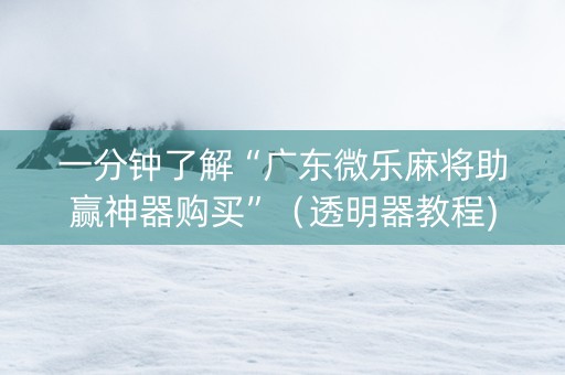 一分钟了解“广东微乐麻将助赢神器购买”（透明器教程)