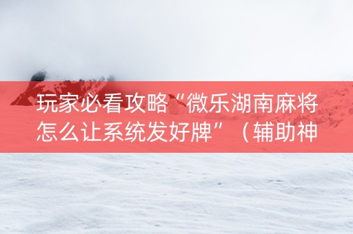 玩家必看攻略“微乐湖南麻将怎么让系统发好牌”（辅助神器免费)